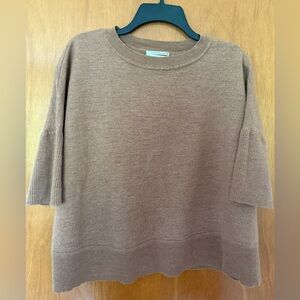 a by Anthropologie 100% merino wool brown short sleeve sweater